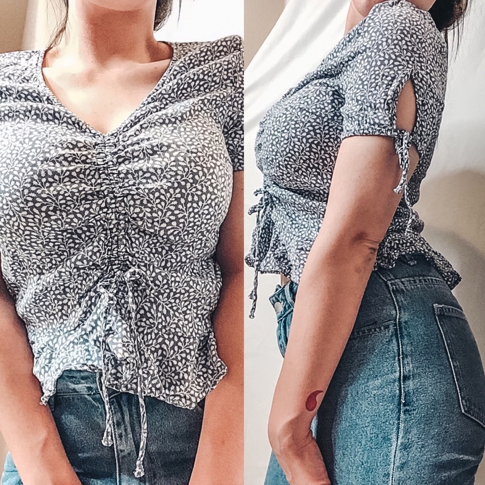 Baby blue floral blouse